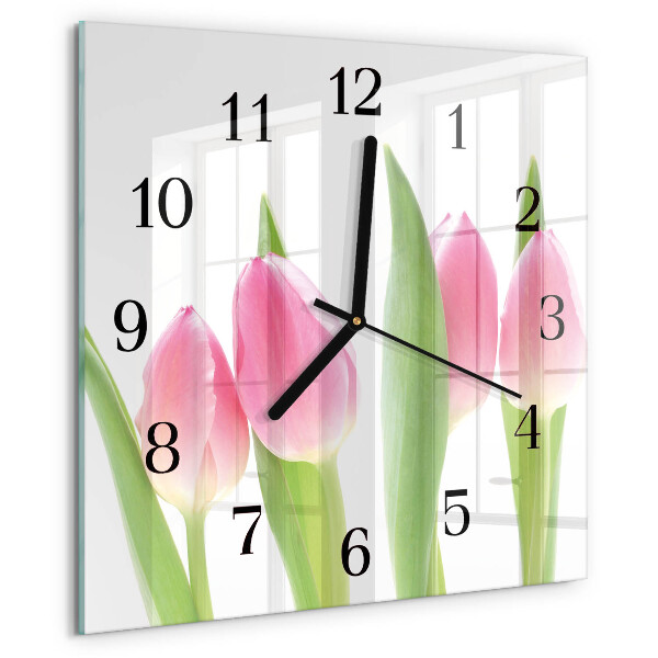 Štvorcové hodiny Tulipány