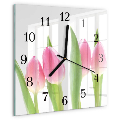 Štvorcové hodiny Tulipány
