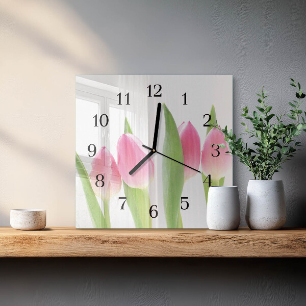 Štvorcové hodiny Tulipány
