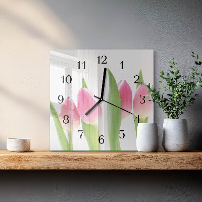Štvorcové hodiny Tulipány