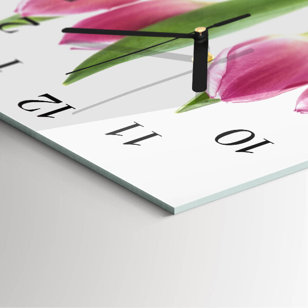 Štvorcové hodiny Tulipány
