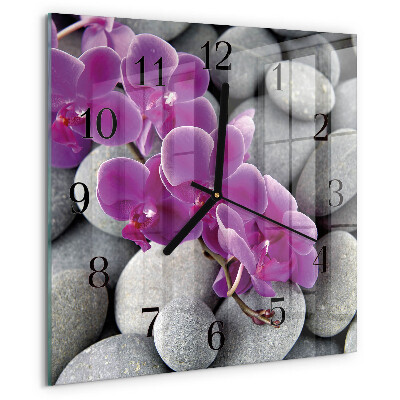 Štvorcové hodiny Orchideové kamene
