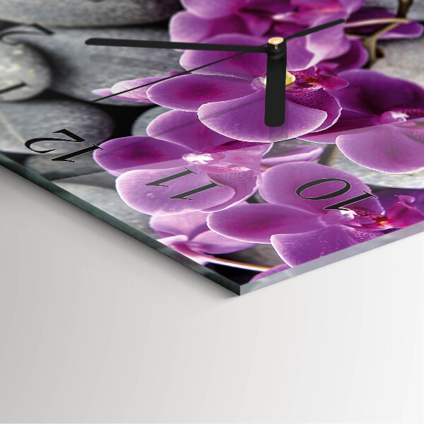 Štvorcové hodiny Orchideové kamene