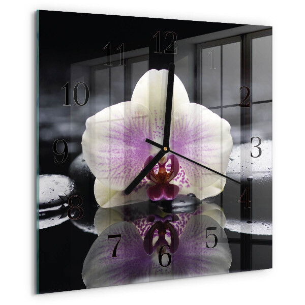 Štvorcové hodiny Orchidea