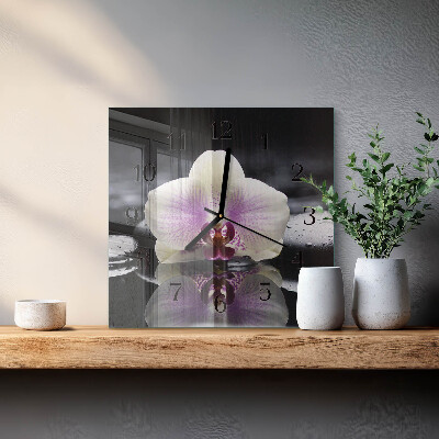 Štvorcové hodiny Orchidea