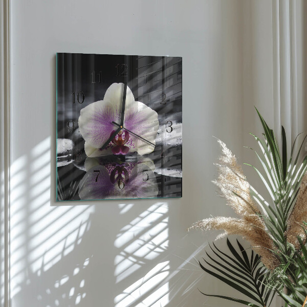Štvorcové hodiny Orchidea