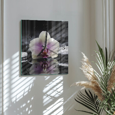 Štvorcové hodiny Orchidea