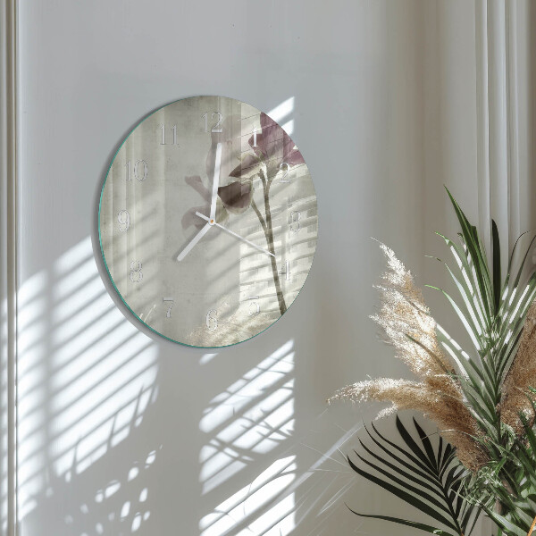 Okrúhle sklenené hodiny Vintage kvet