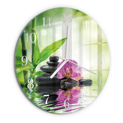 Okrúhle sklenené hodiny Kúpeľná orchidea