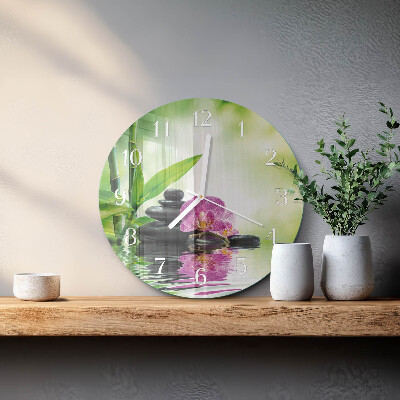 Okrúhle sklenené hodiny Kúpeľná orchidea