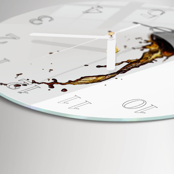 Okrúhle sklenené hodiny Káva