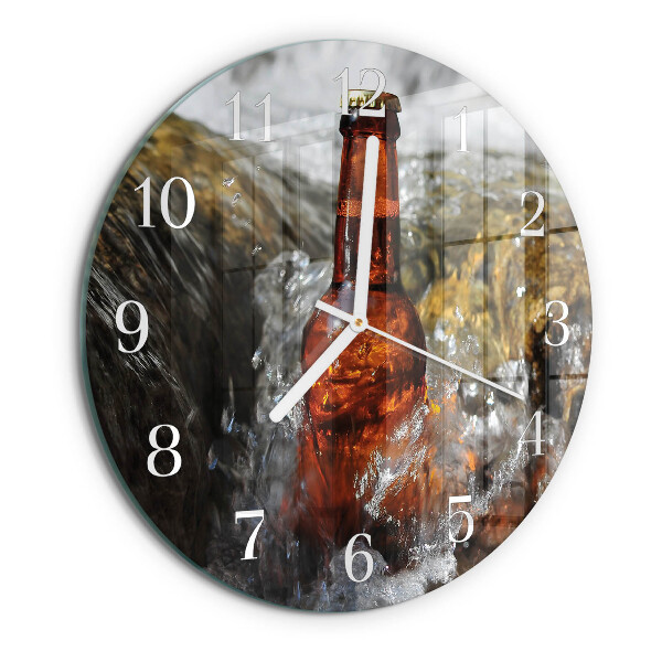 Okrúhle sklenené hodiny Pivo