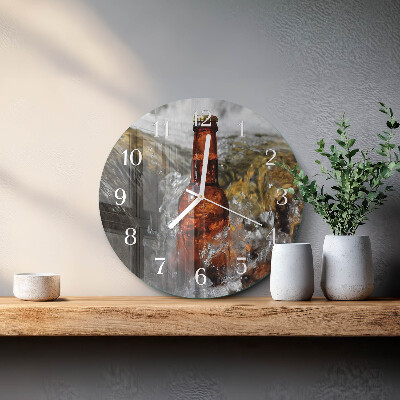 Okrúhle sklenené hodiny Pivo