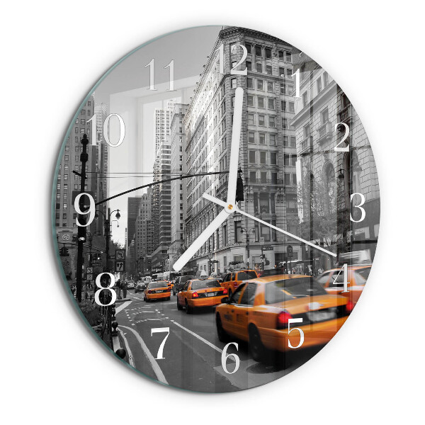Okrúhle sklenené hodiny Newyorské taxi