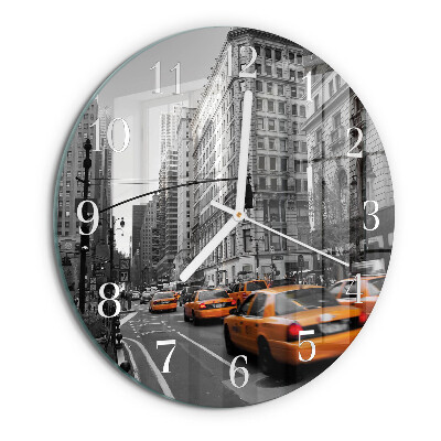 Okrúhle sklenené hodiny Newyorské taxi
