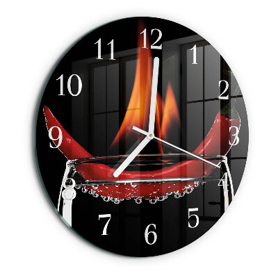 Okrúhle sklenené hodiny Chilli Fire