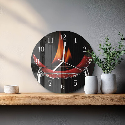 Okrúhle sklenené hodiny Chilli Fire