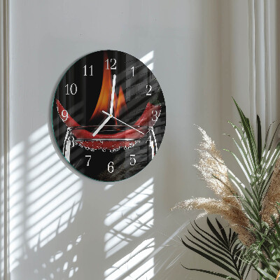 Okrúhle sklenené hodiny Chilli Fire