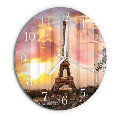 Okrúhle sklenené hodiny Eiffelova veža v Paríži