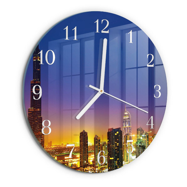 Okrúhle sklenené hodiny Horizont Dubaj