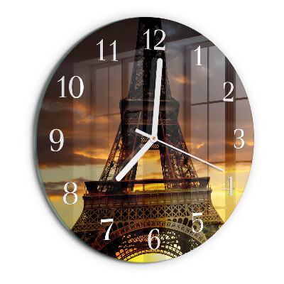 Okrúhle sklenené hodiny Eiffelova veža v Paríži