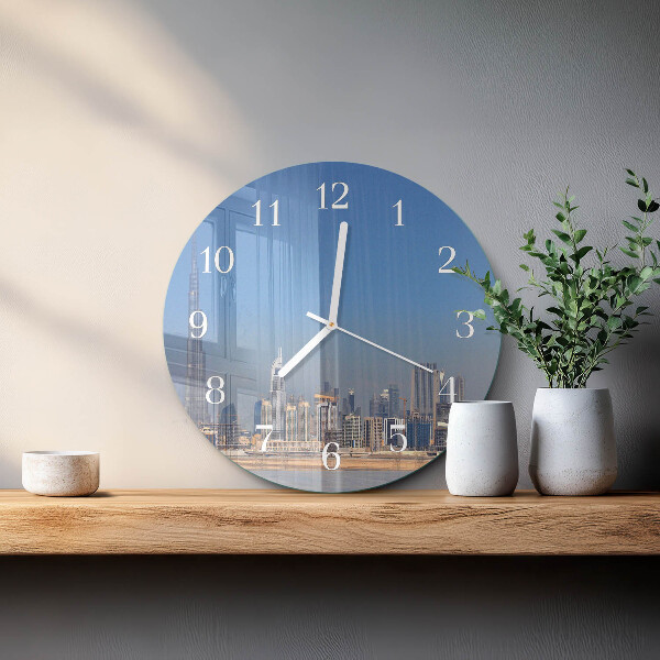 Okrúhle sklenené hodiny Dubajský horizont