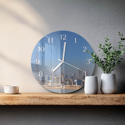 Okrúhle sklenené hodiny Dubajský horizont