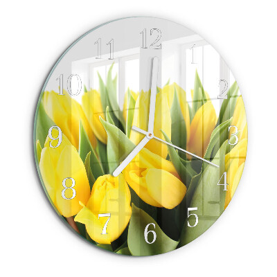 Okrúhle sklenené hodiny Tulipánové kvety