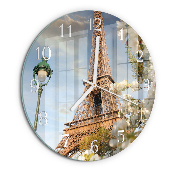 Okrúhle sklenené hodiny Eiffelova veža v Paríži