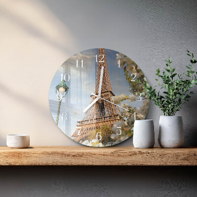Okrúhle sklenené hodiny Eiffelova veža v Paríži