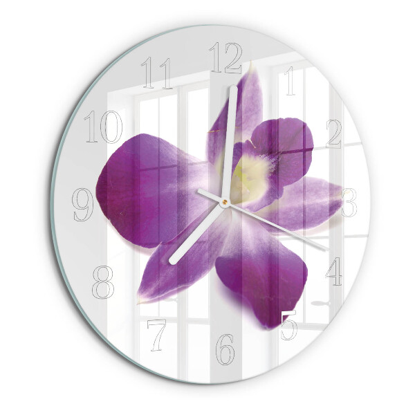 Okrúhle sklenené hodiny Kvet orchidey