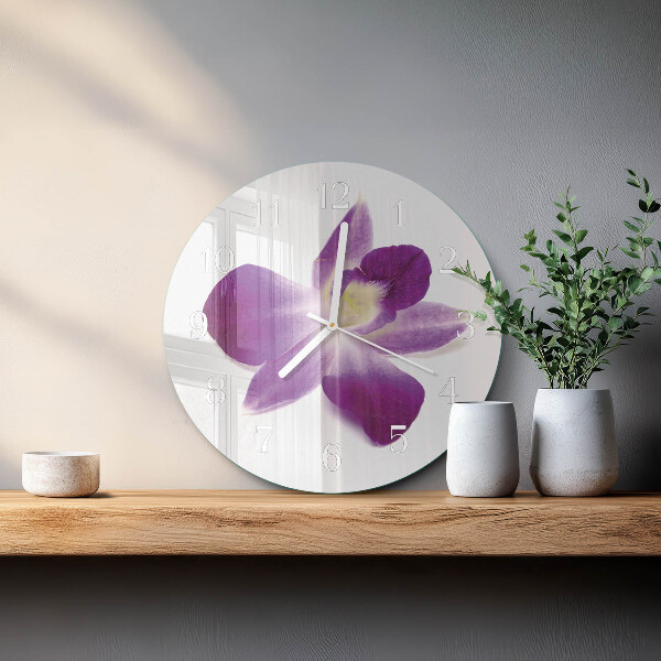Okrúhle sklenené hodiny Kvet orchidey