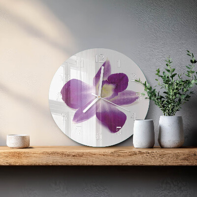 Okrúhle sklenené hodiny Kvet orchidey