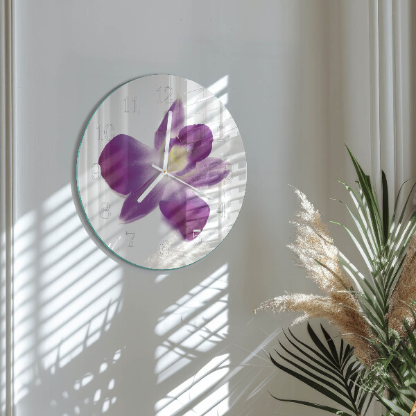 Okrúhle sklenené hodiny Kvet orchidey