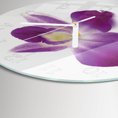 Okrúhle sklenené hodiny Kvet orchidey