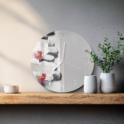 Okrúhle sklenené hodiny Orchideové kamene