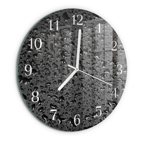Okrúhle sklenené hodiny Kvapky vody