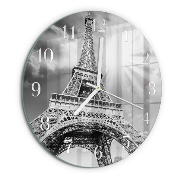 Okrúhle sklenené hodiny Eiffelova veža v Paríži
