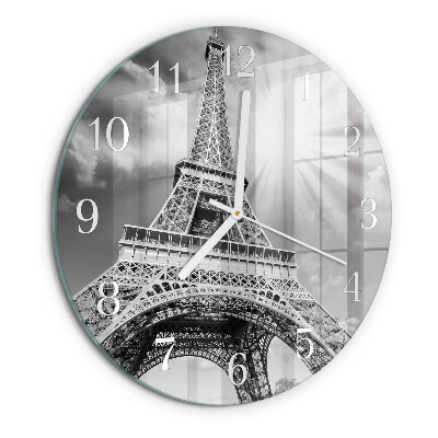 Okrúhle sklenené hodiny Eiffelova veža v Paríži