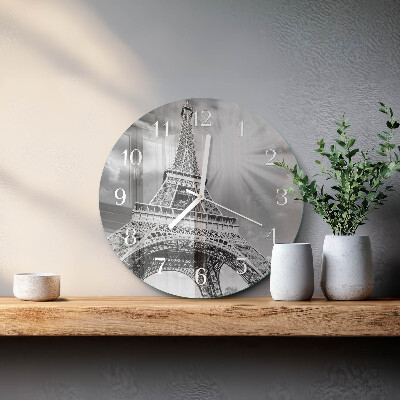 Okrúhle sklenené hodiny Eiffelova veža v Paríži