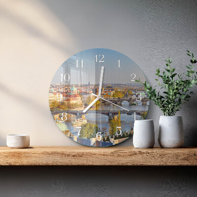 Okrúhle sklenené hodiny Mesto Praha