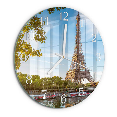Okrúhle sklenené hodiny Eiffelova veža v Paríži