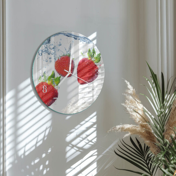 Okrúhle sklenené hodiny Jahody