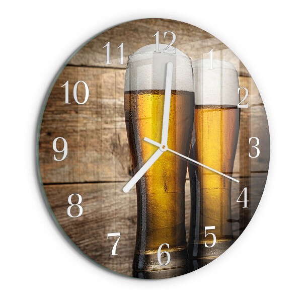 Okrúhle sklenené hodiny Pivo