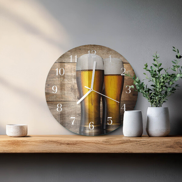 Okrúhle sklenené hodiny Pivo
