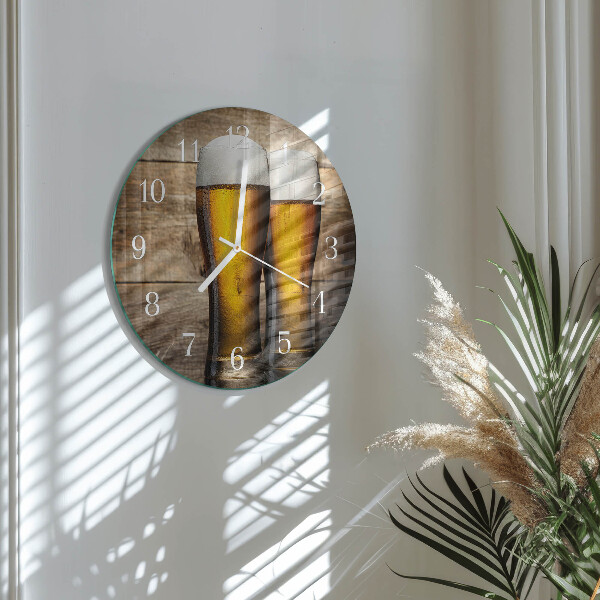 Okrúhle sklenené hodiny Pivo