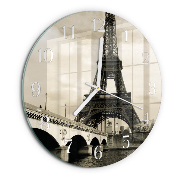 Okrúhle sklenené hodiny Paríž