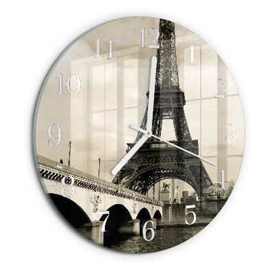 Okrúhle sklenené hodiny Paríž