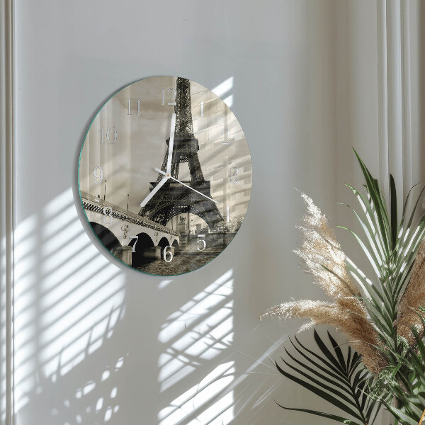 Okrúhle sklenené hodiny Paríž