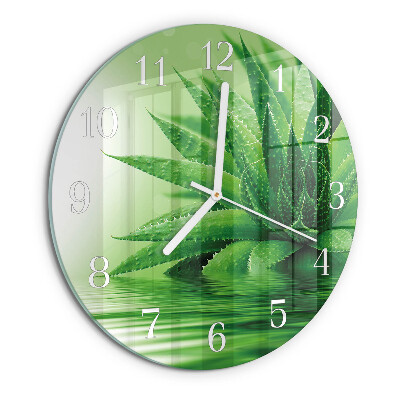 Okrúhle sklenené hodiny Aloe